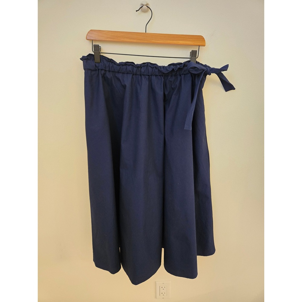 Wilfred Aritzia Navy Blue Paperbag Waist Midi Skirt with Pockets Womens Large